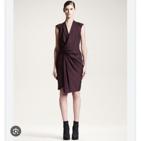 Helmut Lang Silk Purple Faux Wrap Dress - Picture 8 of 9